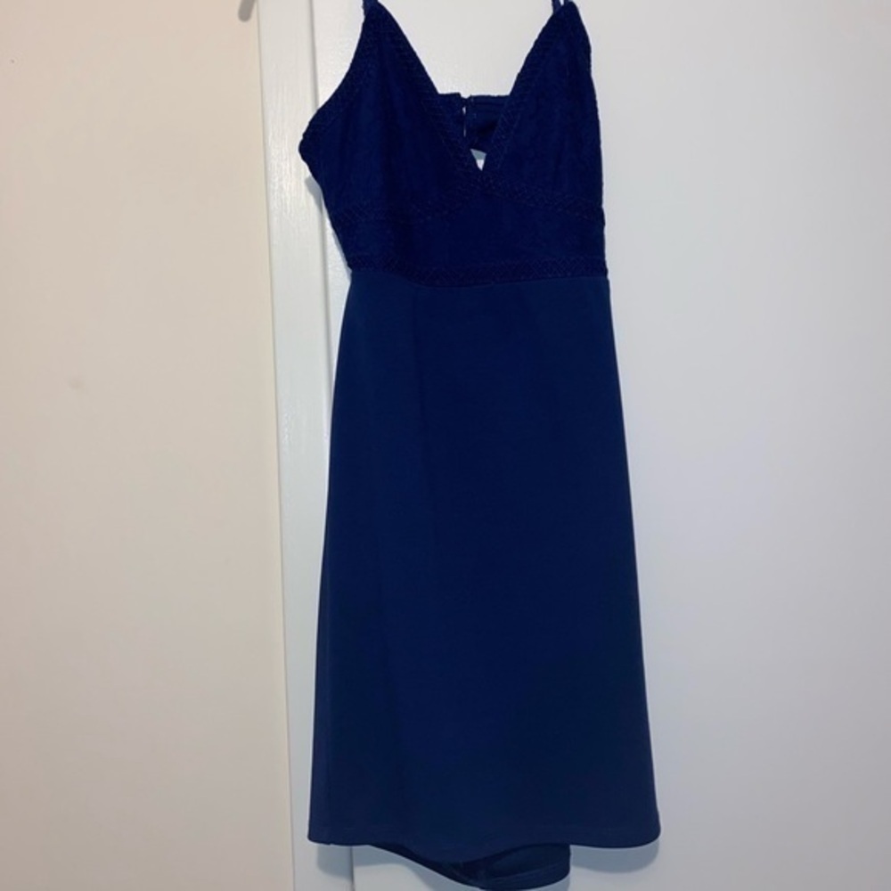 Lulu's Navy Blue Lace Midi Dress - Picture 3 of 6